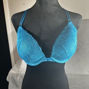 Victoria's Secret Sexy Push-Up Shimmer Lace‎ Racerback Bra Front Close NW
